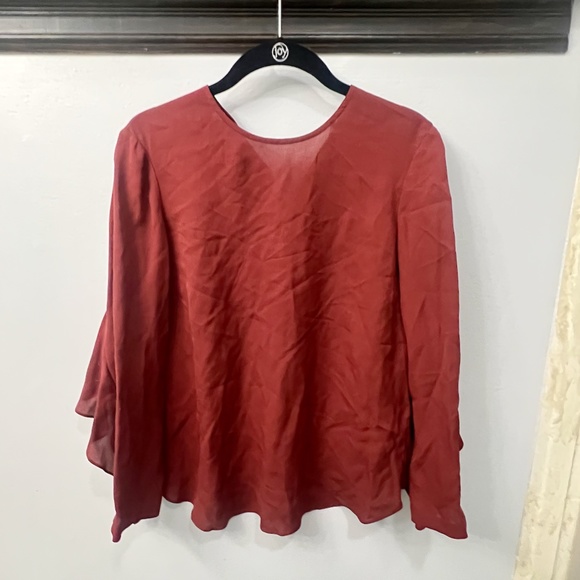 A.L.C WOMEN’S LONG SLEEVE SILK BLOUSE, SIZE US 2, MAROON/DARK RED - Picture 1 of 11